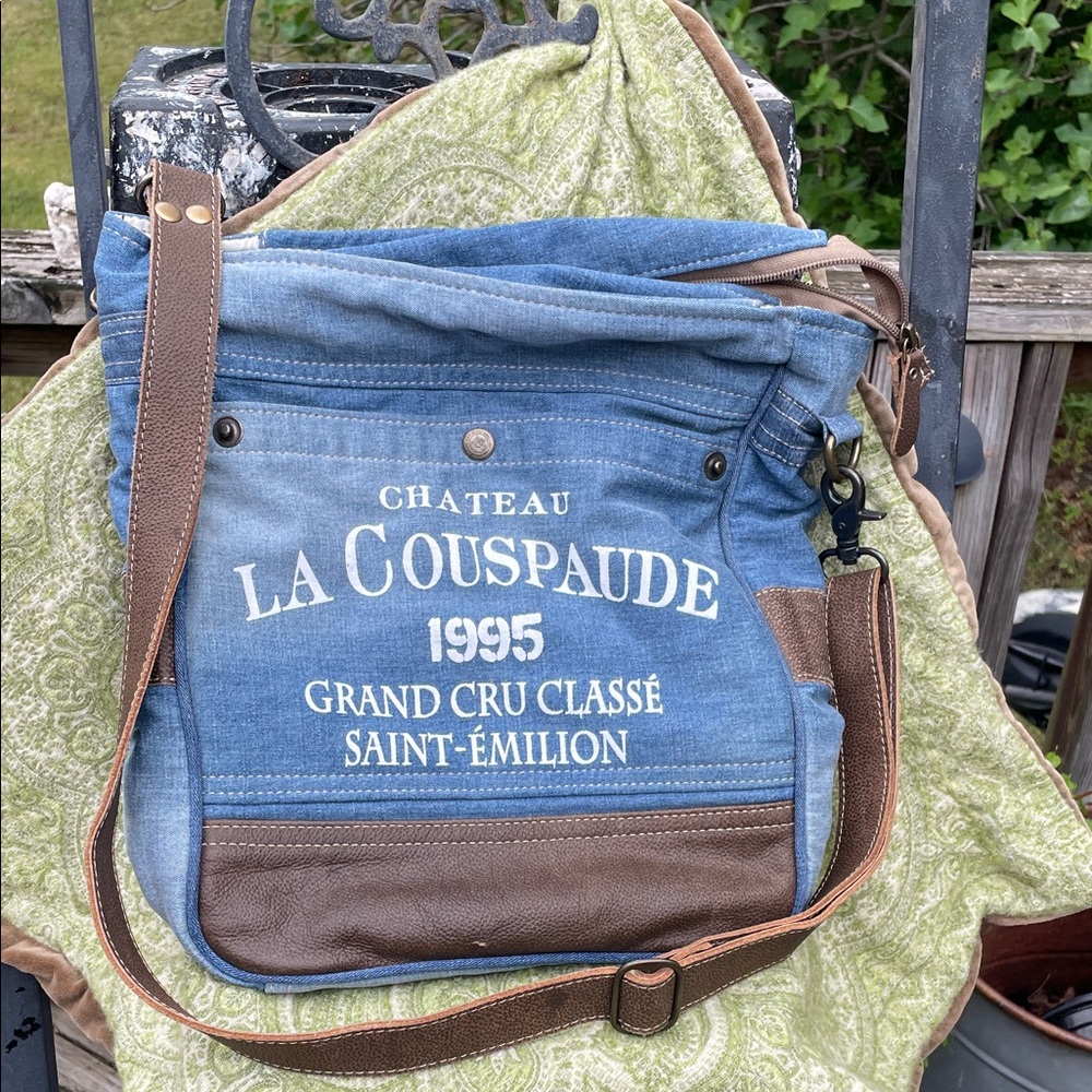 Myra bag in upcycled canvas denim and leather